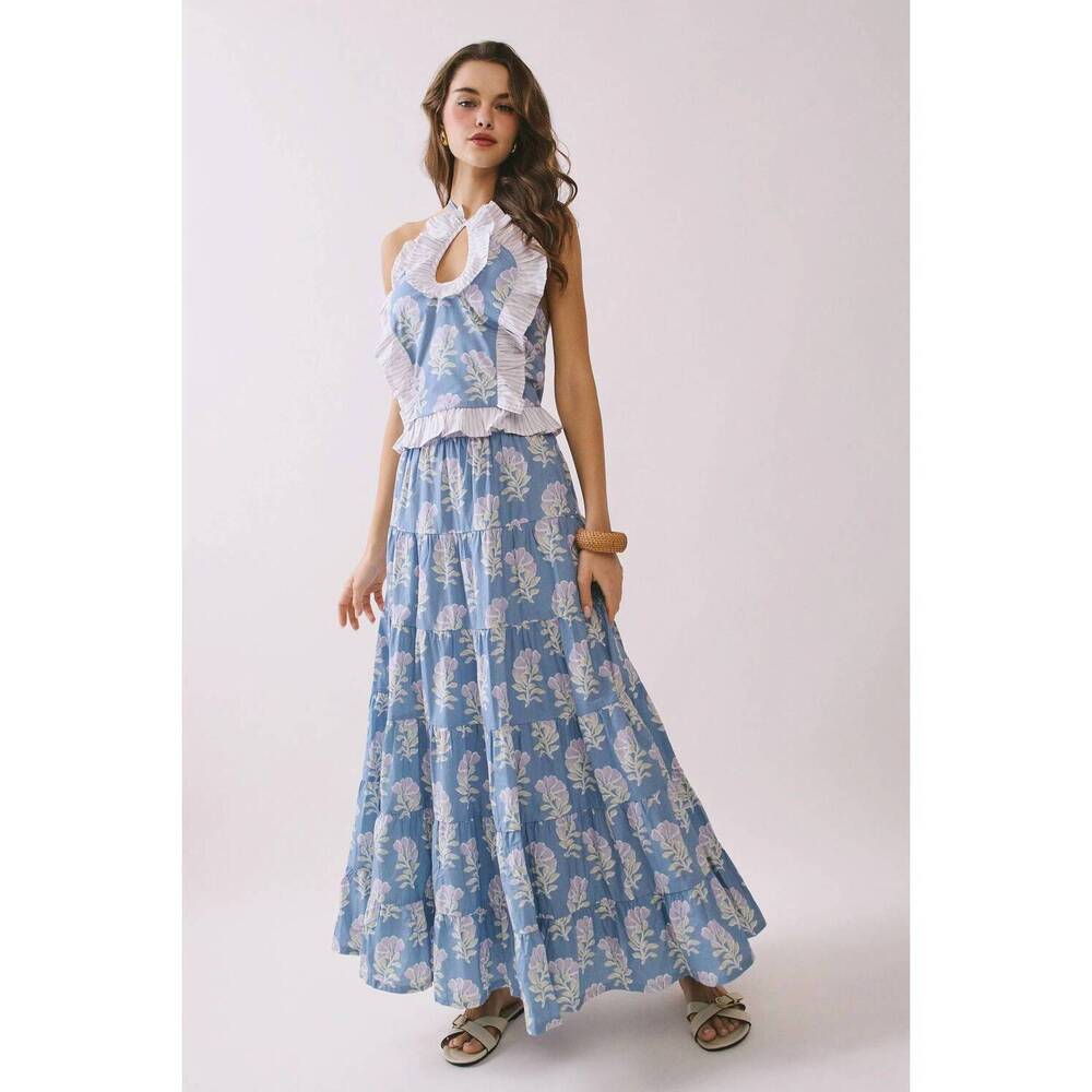 NEW TCEC maribel top and skirt set in blue